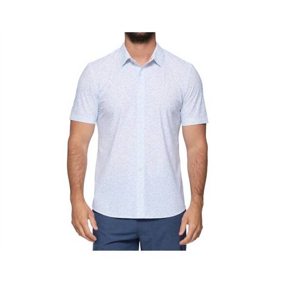 NEW FLAGS & ANTHEM cobbtown short sleeve journey shirt in blue/coral
